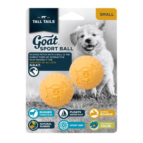Tall Tails Goat Sport Ball Yellow 2" Dog Toy