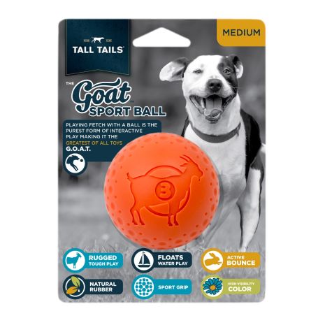Tall Tails Goat Sport Ball Orange 3" Dog Toy