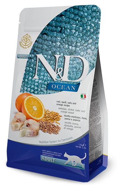 Farmina N&D Ocean Feline Cod, Spelt, Oats & Orange Adult Cat Food
