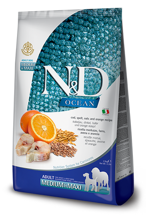 Farmina N&D Ocean Canine Cod, Spelt, Oats & Orange Adult Medium & Maxi Dog Food