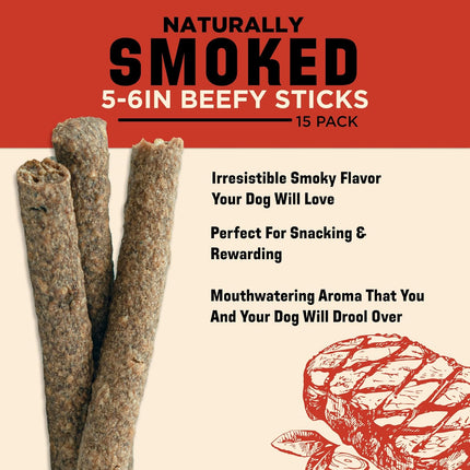 Barkworthies Naturally Smoked Beefy Sticks Dog Chews
