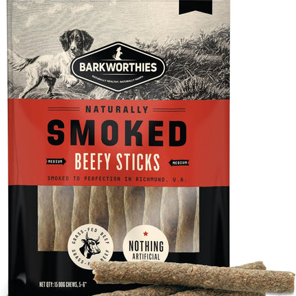 Barkworthies Naturally Smoked Beefy Sticks Dog Chews