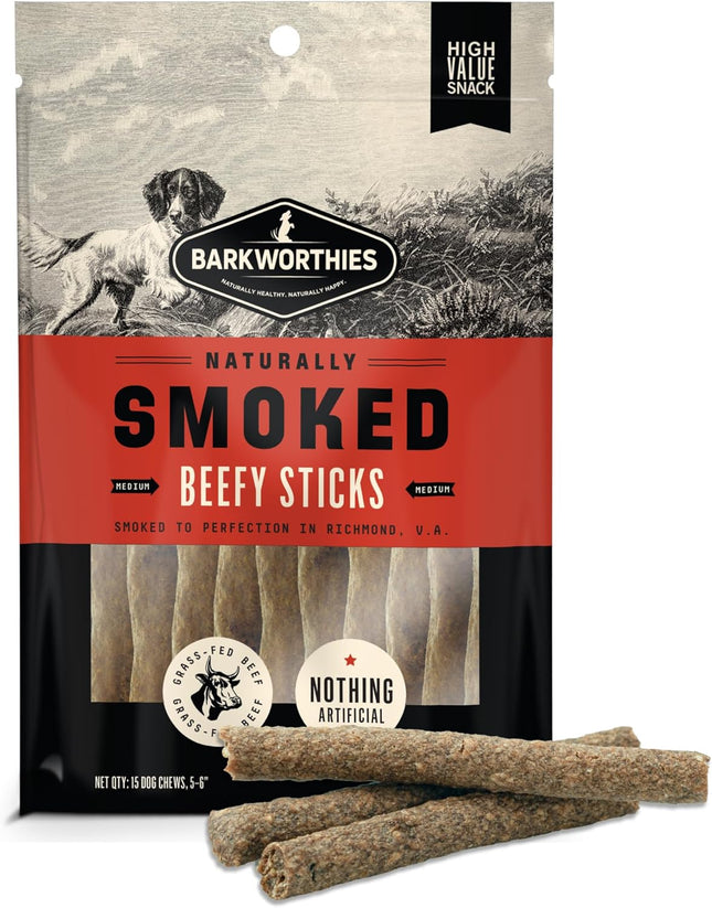 Barkworthies Naturally Smoked Beefy Sticks Dog Chews