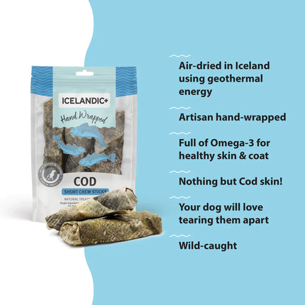 Icelandic+ Hand Wrapped Cod Skin Chew Stick Dog Treat