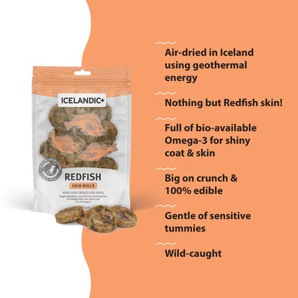 Icelandic+ Redfish Skin Rolls Dog Treats