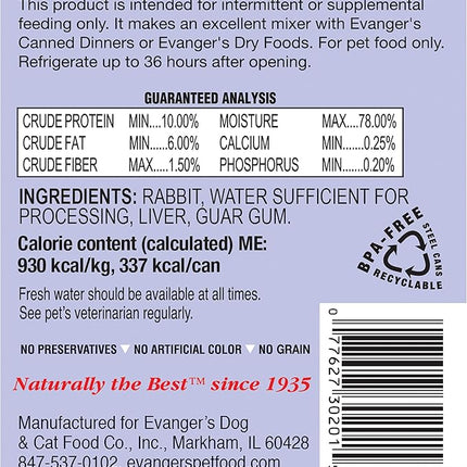 EVANGER'S COMPLEMENTS GRAIN FREE RABBIT CANNED DOG & CATS
