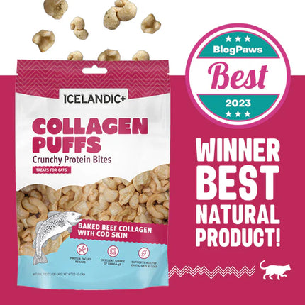Icelandic+ Beef Collagen Puffs with Cod Skin Treats for Cats