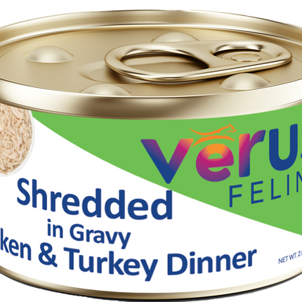 Verus Feline Shredded in Gravy Chicken & Turkey Dinner Cat Cans