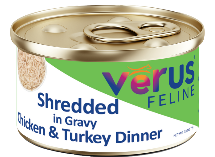 Verus Feline Shredded in Gravy Chicken & Turkey Dinner Cat Cans