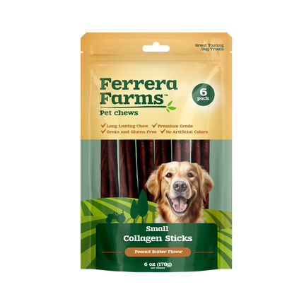 Ferrera Farms Collagen Sticks Peanut Butter Flavor Small Dog Chews 6-Pack
