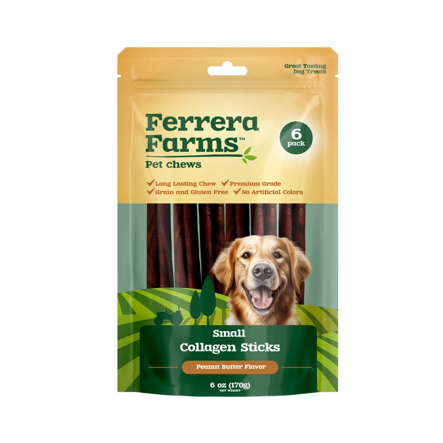 Ferrera Farms Collagen Sticks Peanut Butter Flavor Small Dog Chews 6-Pack
