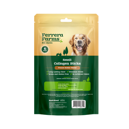 Ferrera Farms Collagen Sticks Peanut Butter Flavor Small Dog Chews 6-Pack