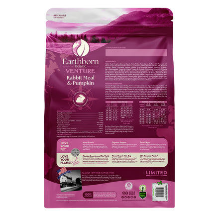 Earthborn Holistic Venture Rabbit Meal & Pumpkin Limited Ingredient Grain-Free Dry Dog Food