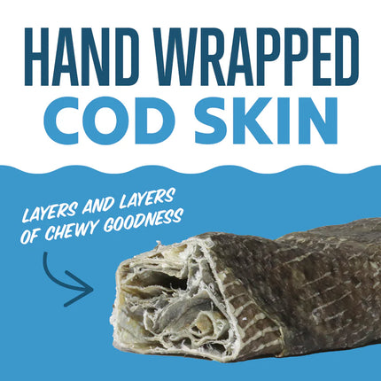 Icelandic+ Hand Wrapped Cod Skin Chew Stick Dog Treat