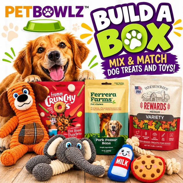 PetBowlz Build a Box: mix and match dog treats and toys