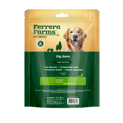 Ferrera Farms Pig Ear Dog Chews 8-Pack