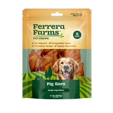 Ferrera Farms Pig Ear Dog Chews 8-Pack