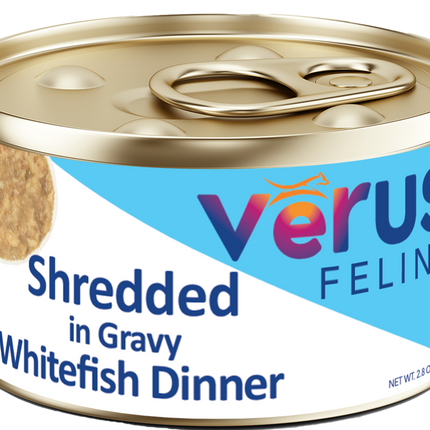 Verus Feline Shredded In Gravy Whitefish Dinner Cat Cans