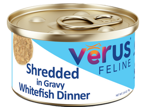 Verus Feline Shredded In Gravy Whitefish Dinner Cat Cans