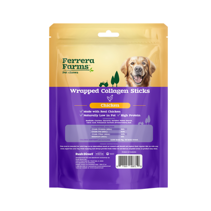 Ferrera Farms Chicken Wrapped Collagen Sticks Dog Chews 5oz