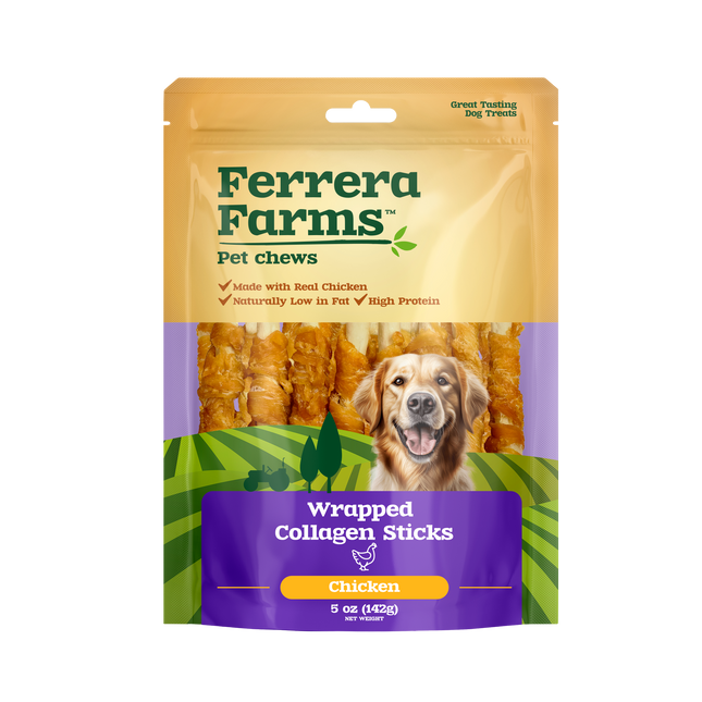 Ferrera Farms Chicken Wrapped Collagen Sticks Dog Chews 5oz