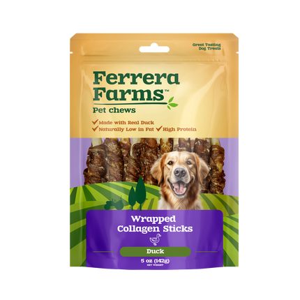 Ferrera Farms Duck Wrapped Collagen Sticks Dog Chews 5OZ