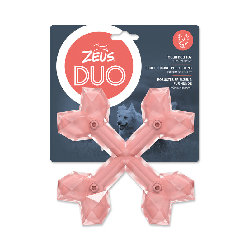 Zeus Duo Cross Bones Coral 6" Chicken Dog Toy