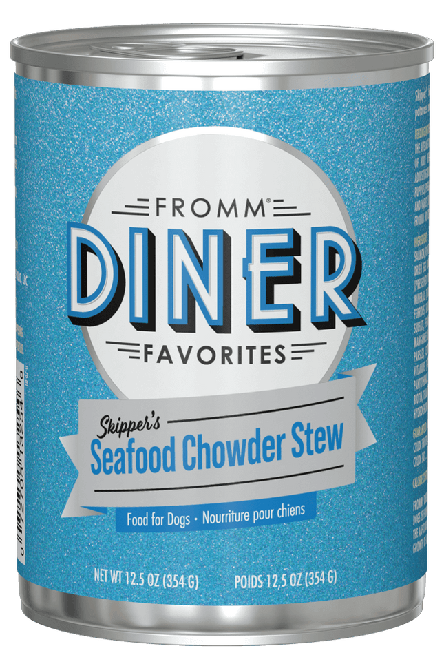 Fromm Diner Favorites Skipper's Seafood Chowder Stew Dog Cans
