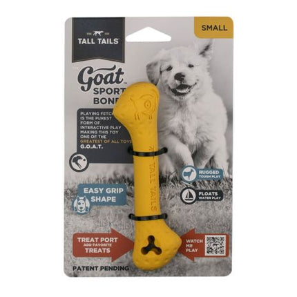Tall Tails Goat Sport Rubber Bone Yellow 6" Dog Toy