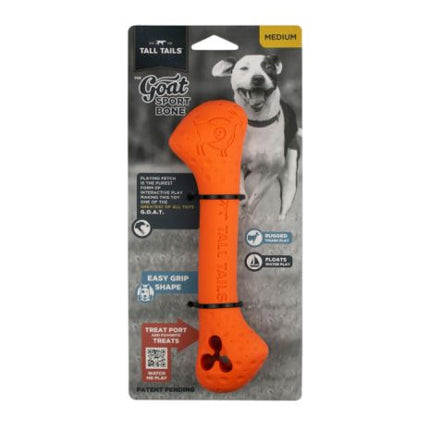 Tall Tails Goat Sport Rubber Bone Orange 9" Dog Toy