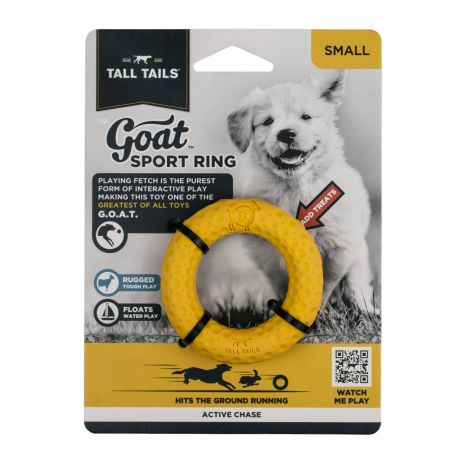 Tall Tails Goat Sport Rubber Ring Yellow 3" Dog Toy