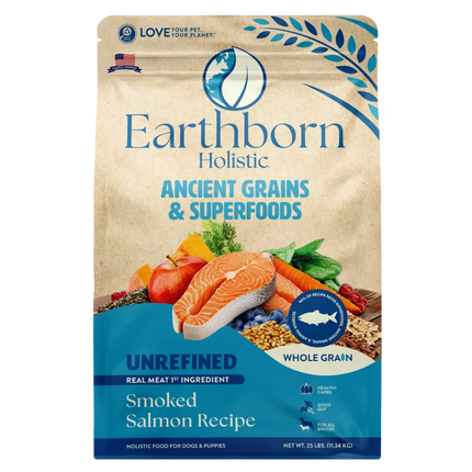 Earthborn Holistic Unrefined Smoked Salmon dry dog food, 25 lb bag