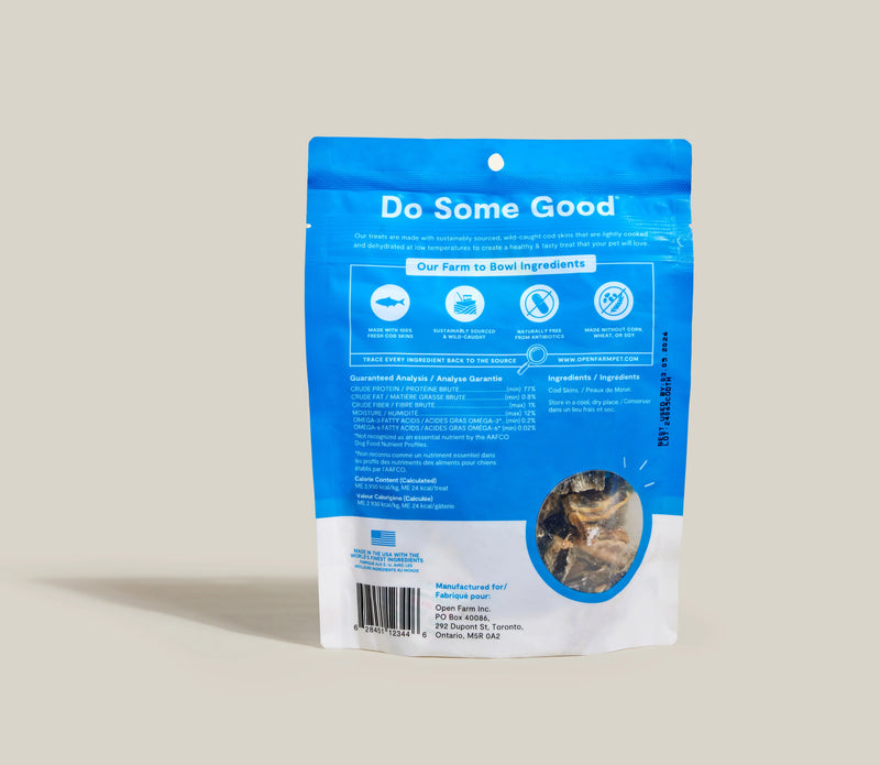 Open Farm Dehydrated Cod Skin Dog Treats 2.25oz