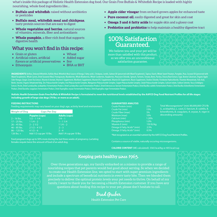 Health Extension Grain Free Buffalo & Whitefish Recipe Dog Food