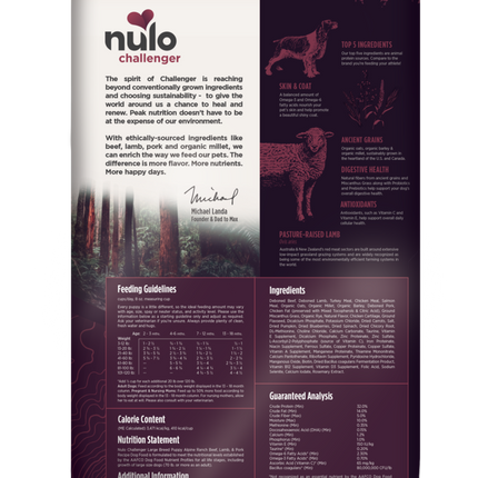 Nulo Challenger Alpine Ranch Beef, Lamb & Pork Large Breed Puppy 24#