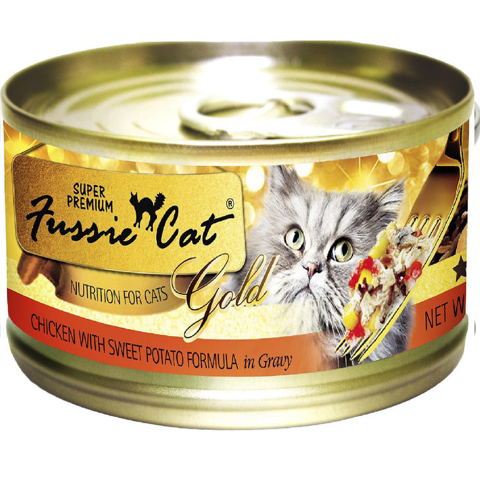 FUSSIE CAT SUPER PREMIUM CHICKEN WITH SWEET POTATO GRAIN FREE CANNED CAT FOOD 2.82 OZ -CASE OF 24