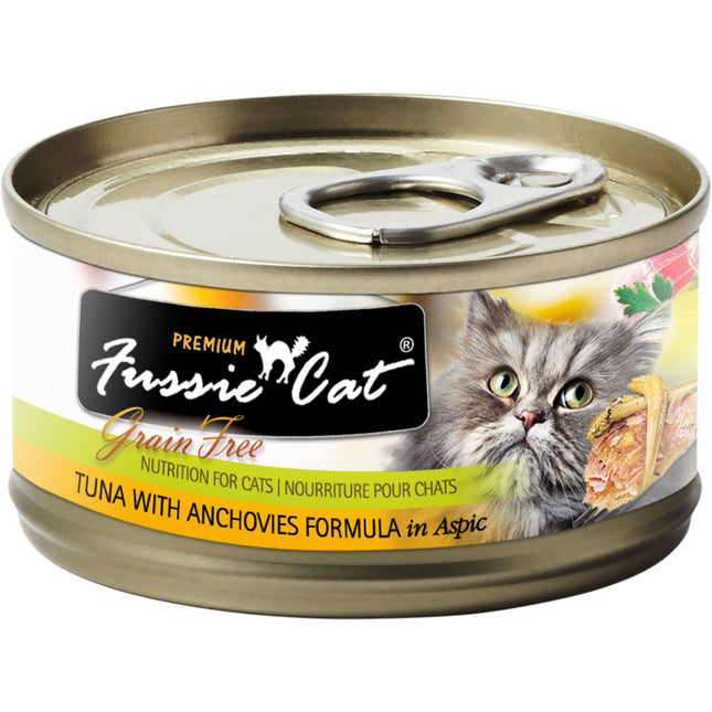 FUSSIE CAT TUNA WITH ANCHOVIES GRAIN FREE CANNED CAT FOOD 2.82 OZ -CASE OF 24