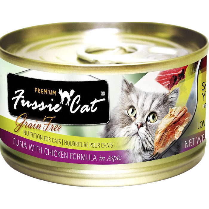 FUSSIE CAT TUNA WITH CHICKEN GRAIN FREE CANNED CAT FOOD 2.82 OZ -CASE OF 24