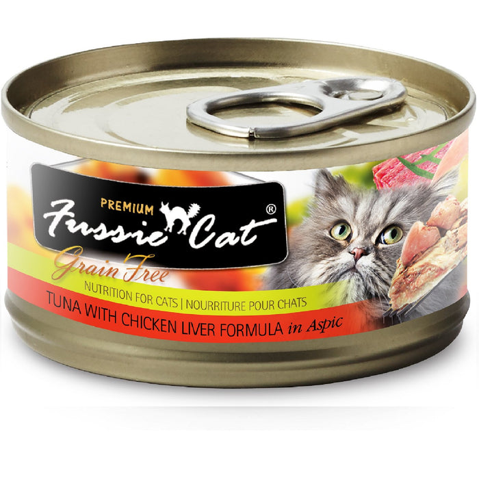 FUSSIE CAT TUNA WITH CHICKEN LIVER GRAIN FREE CANNED CAT FOOD 2.82 OZ -CASE OF 24