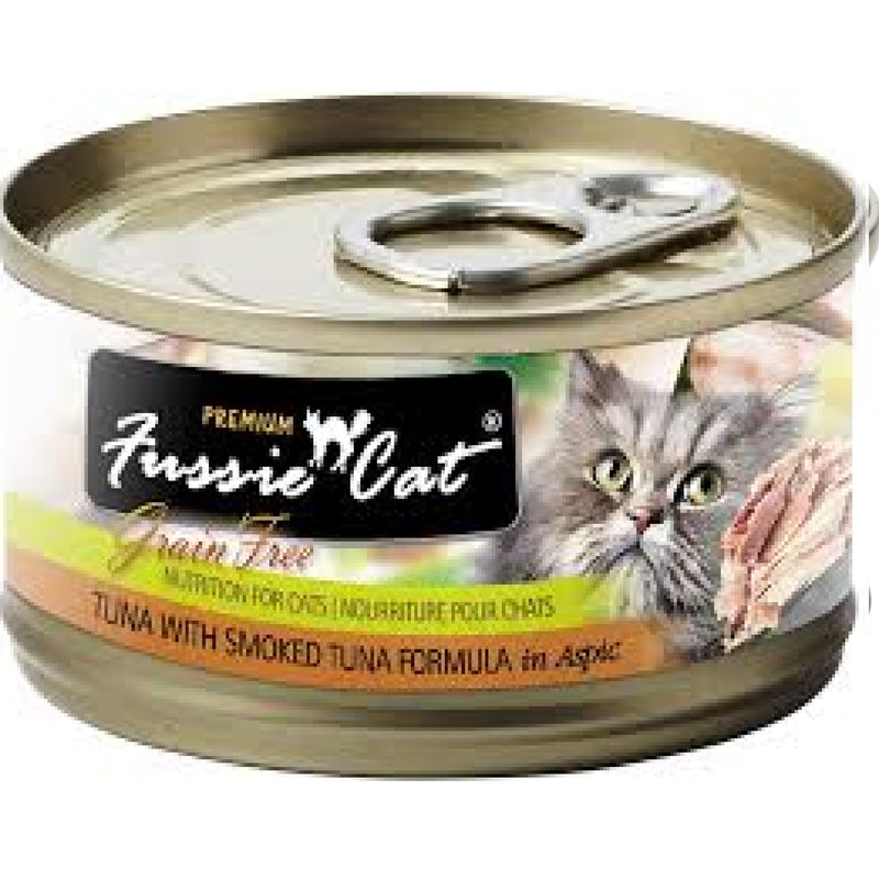 FUSSIE CAT TUNA WITH SMOKED TUNA GRAIN FREE CANNED CAT FOOD 2.82 OZ -CASE OF 24