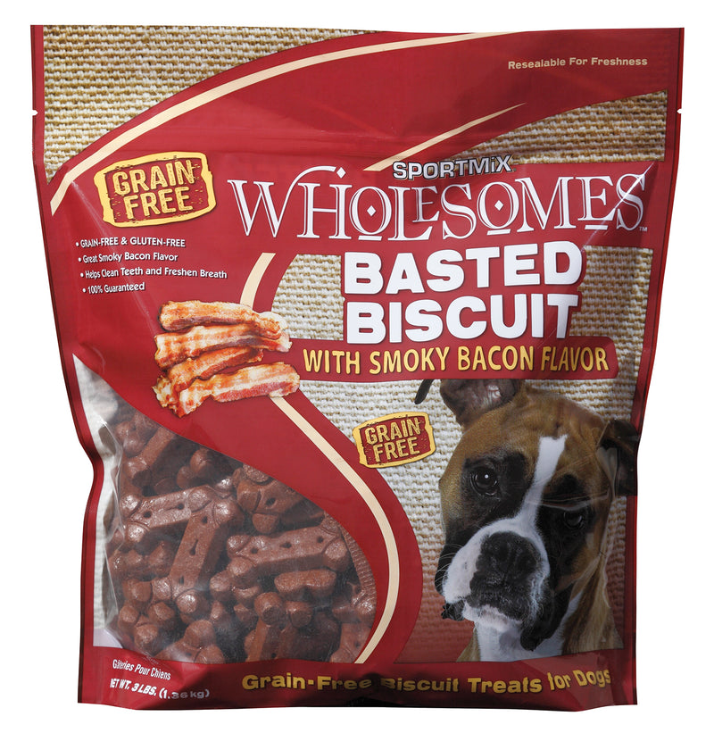 Wholesomes Basted Biscuit Grain Free Dog Treats with Smoky Bacon Flavor