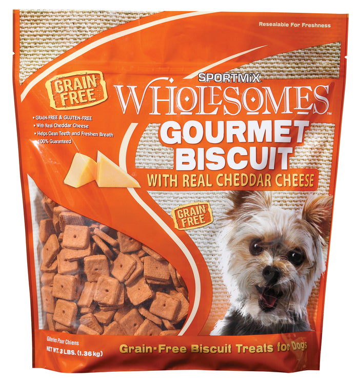Wholesomes Gourmet Biscuit Grain Free Dog Treats with Real Cheddar Cheese