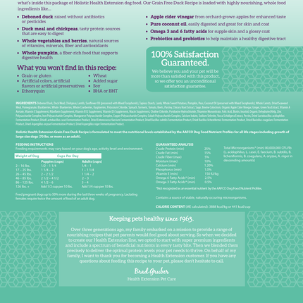 Health Extension Grain Free Duck Recipe Dog Food