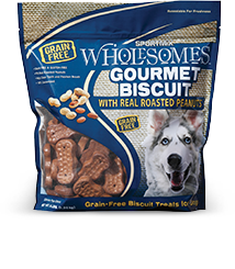 Wholesomes Gourmet Biscuit Grain Free Dog Treats with Real Roasted Peanuts